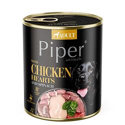 NEW PIPER s kuřecími srdíčky a špenátem, konzerva pro psy 800g