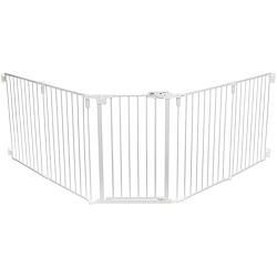 Zábrana pro psy s dvířky, 5 dílů, 62.5-300 x 76.5 cm, lakovaný kov