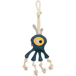 Monster - příšerka na laně, 47 cm, hračka pro psy,  100% pravá kůže/lano, petrolejová