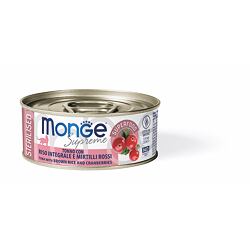 MONGE SUPREME STERILISED tuňák s hnědou rýží a brusinky pro kočky 80 g