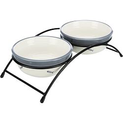 Set keramických misek se stojánkem  2 × 0,3 l / ø 12 cm bílá/modrošedá