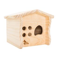 PetBuddy chaloupka přírodní, 20 x 18.5 x 16.5 cm, borové dřevo