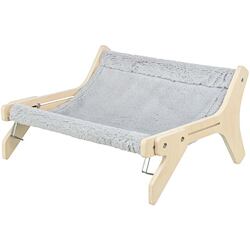Hammock, lehátko pro kočky do 12 kg, 47 x 24 x 38 cm,  dřevo/plyš, šedá