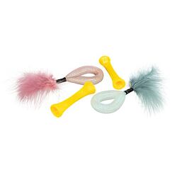 Set 4ks trubiček s peřím, hračka pro kočky,  15 cm