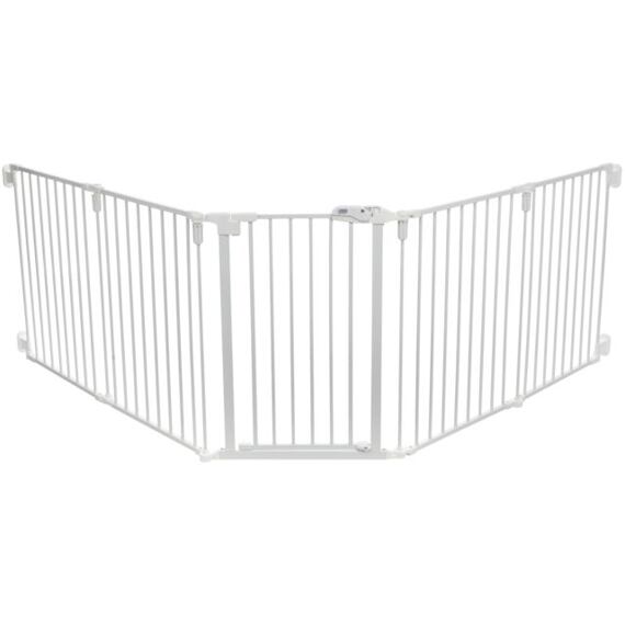 Zábrana pro psy s dvířky, 5 dílů, 62.5-300 x 76.5 cm, lakovaný kov