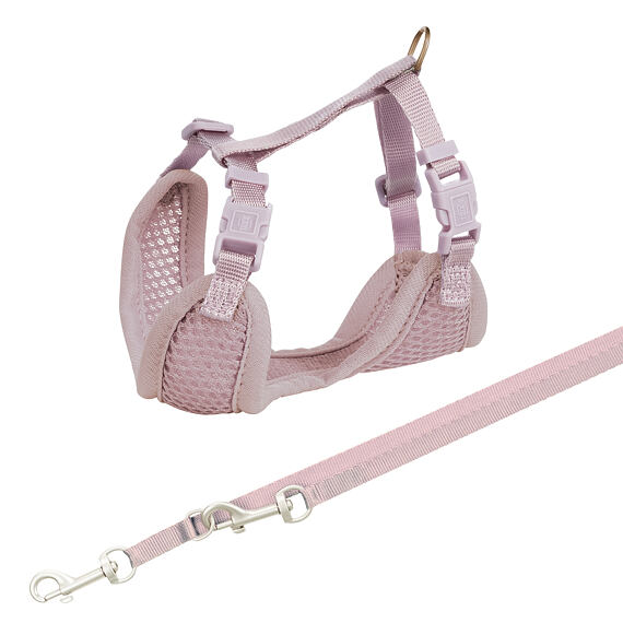 JUNIOR SOFT postroj s vodítkem pro štěňata, S-M: 26-34 cm, 2 m, šeříková