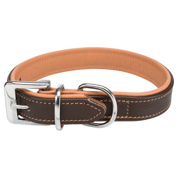 Obojek ACTIVE COMFORT kožený, XS-S: 21-32 cm/25 mm, hnědá/světlehnědá
