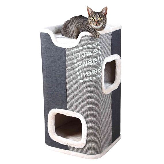 Cat Tower JORGE s odpočívadlem,šedá s béžovou kožešinou 78cm