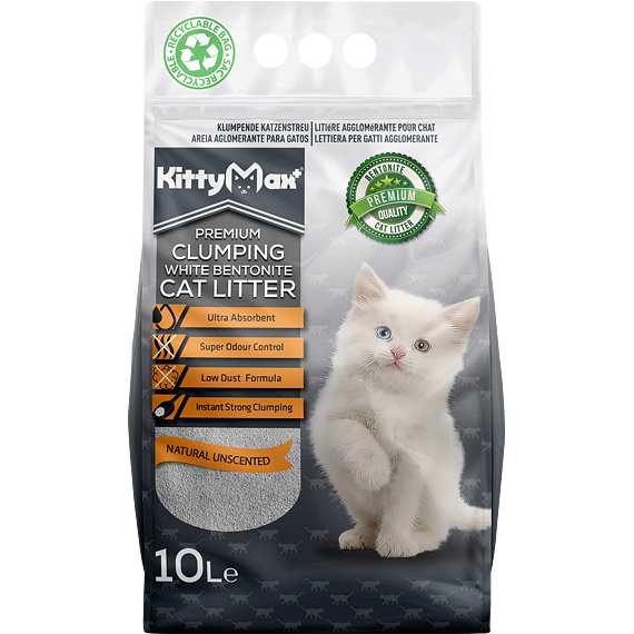 KITTYMAX hrudkující, bezprašný bílý bentonit  10 l